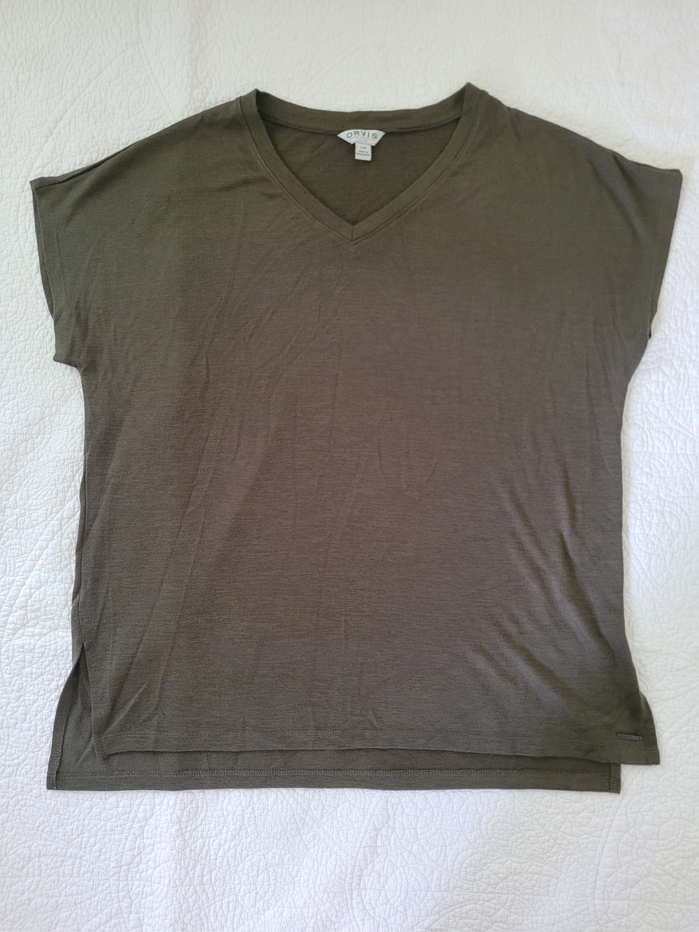 Orvis Women's V-Neck Tunic Top Size Large Color Olive Night